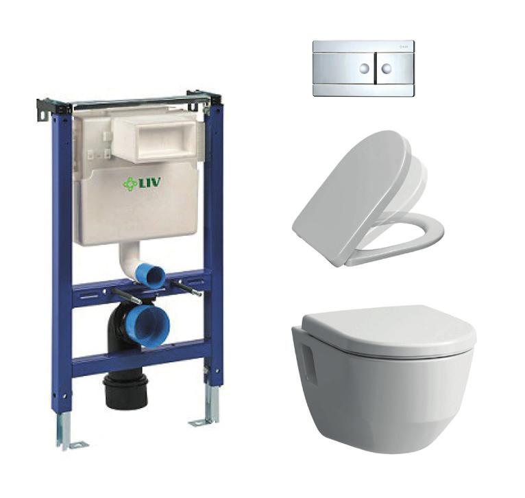 Design I Casual I Budget Arki-seinä-wc-paketit Matala malli LPC SEINÄ-WC ARKI 530 SRLIVMASC LPPOS2009 Pro-wc-istuin, rimless-malli, pituus 53 cm, sivukiinnitys Kova, vaimennettu Dario plus