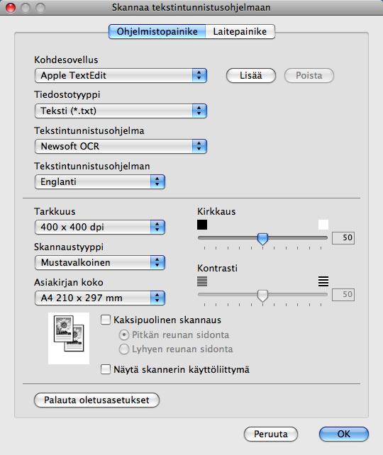 ControlCenter2 Tekstintunnistus (tekstinkäsittelysovellus) 10 Skannaa tekstintunnistusohjelmaan -toiminto muuntaa sivusta skannatun kuvan tiedot tekstiksi, jota voi muokata tekstinkäsittelyohjelmassa.