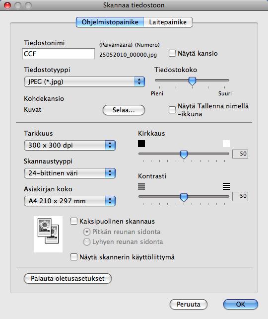 ControlCenter2 Tiedosto 10 Skannaa tiedostoon -toiminnolla voit skannata kuvan ja tallentaa sen valitsemaasi kansioon haluamassasi tiedostomuodossa.