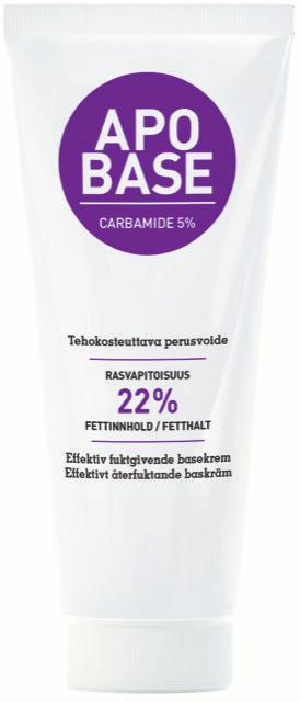 ) KOSTEUTTAA TEHOKKAASTI Apobase Carbamide 5% perusvoide Apobase Carbamide 5% on tehokosteuttava perusvoide päivittäiseen käyttöön.