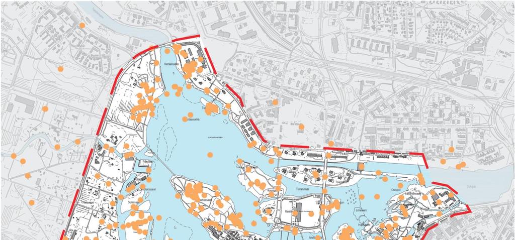 PARANNETTAVAT PAIKAT Karttapohjaisessa kysymyksessä vastaajat merkitsivät paikkoja, joita heidän