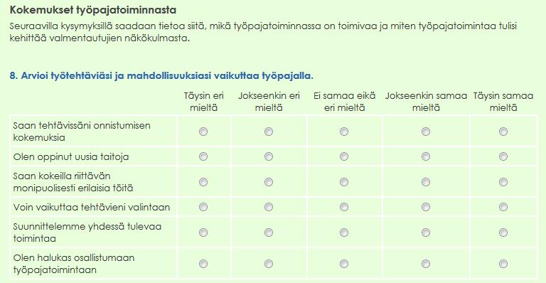 Työpajatoiminnan arviointikysymyksiä