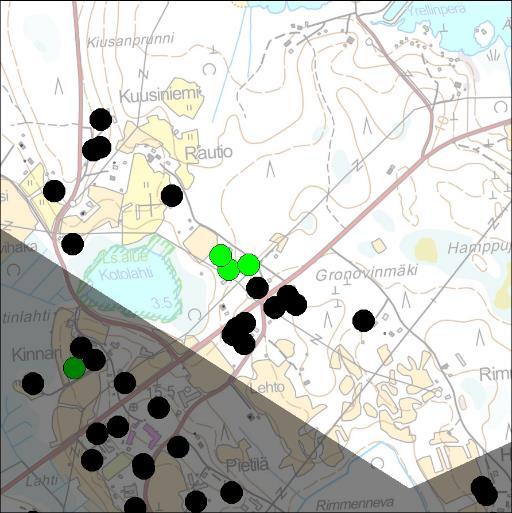 Kauppa: 5,0 6,5 km Analyysi kaavamerkinnän ohjeeksi: Asuinrakennustiheys on 0,72 rakennusta /