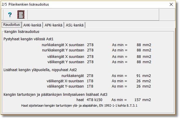 Hakakokoa voi muuttaa ja sovittaa pilarin muun hakaraudoituksen kanssa. Taulukko 7.