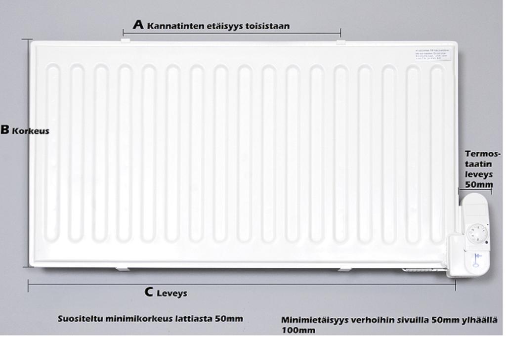 MITTATAULUKKO ASENNUSTA VARTEN Kannakkeiden etäisyys ruuviaukon Malli Leveys C Korkeus B keskeltä ruuviaukon keskelle 200-sarja 205 600mm 200mm 305mm 208 1000mm 200mm 590mm 210 1300mm 200mm 790mm 212