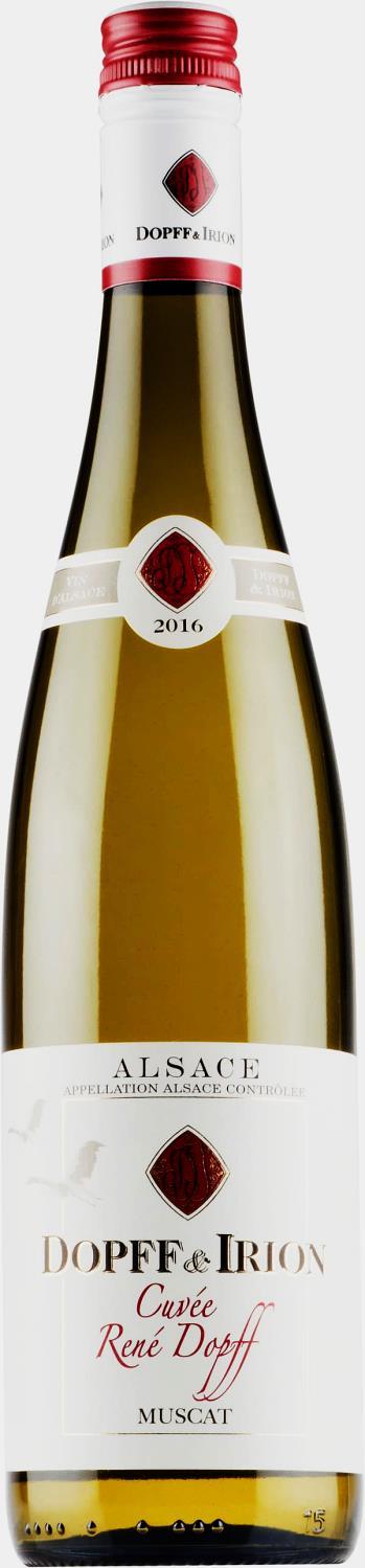 Dopff & Irion Cuvée René Dopff Muscat 2017 MUSCAT AC Alsace Kuiva, hapokas, klementiininen, kevyen aprikoosinen, litsiluumuinen, kukkainen, aromikas ALKOHOLI: 12,5 % PAKKAUS: pullo SOKERI: 5,0 g/l