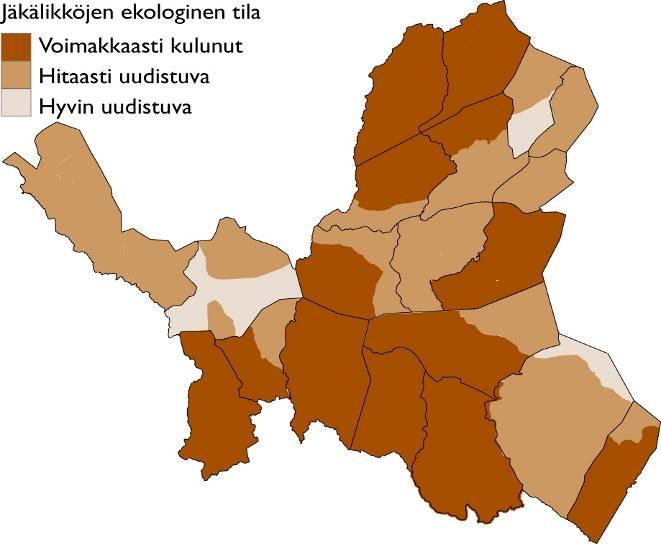 Tunturit Porolaidunnus vaikuttanut useisiin luontotyyppeihin Useat luontotyypit silmälläpidettäviä, koska intensiivinen porolaidunnus vaikuttaa laajalti Laidunnus heikentää jäkäläisten luontotyyppien