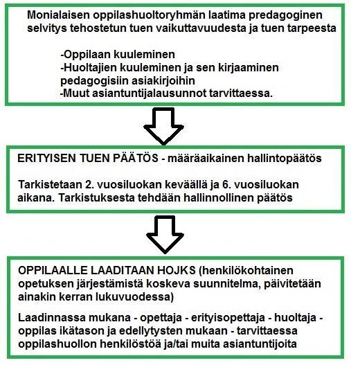 Oppimäärän yksilöllistämiseen liittyvät toimintatavat osana pedagogisen selvityksen laadintaa, erityisen tuen päätöstä ja HOJKSin laatimista Jos oppilas ei tukitoimista huolimatta saavuta yleisen