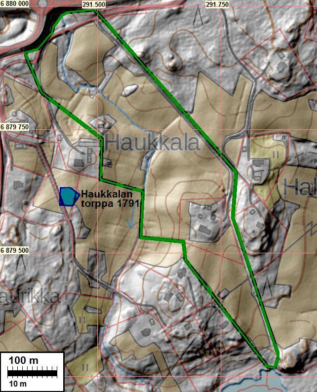 6 Alueen topografiaa kuvaava maastokartan ja