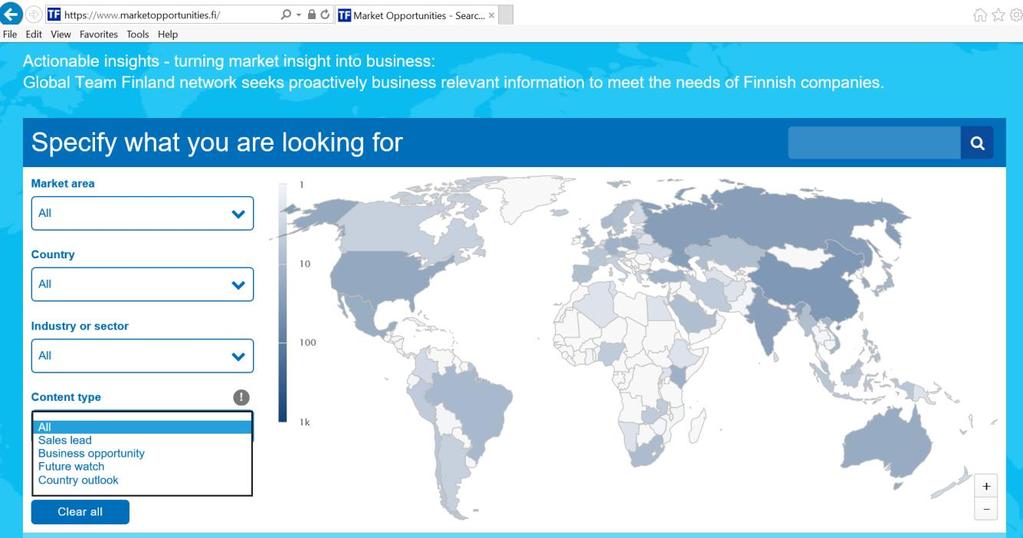 TF Markkinamahdollisuus-palvelu - marketopportunities.