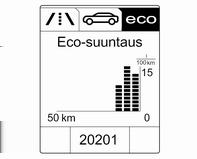 Jos jokin luettelossa oleva laite sammutetaan, se poistuu luettelosta ja kulutusarvo päivitetään. Eco-suuntaus: Näyttää kulutuksen keskimääräisen kehityksen 50 km:n matkalta.