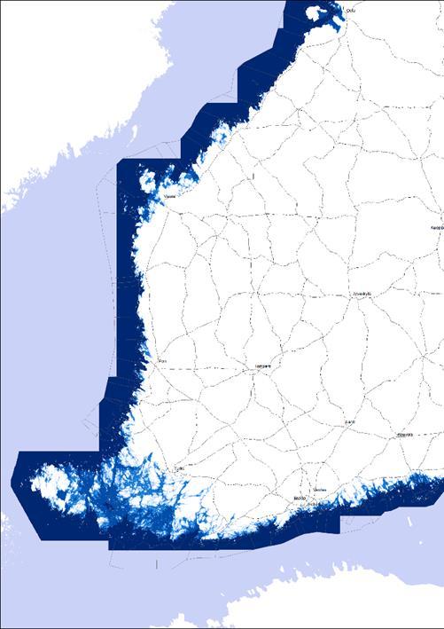 tunnistetuilta alueilta Velmun avoimuusindeksi meren pinnalla