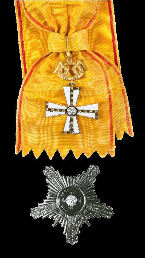 Vapaudenristin suurristi kansalaisansioista. Annettu P. E. Svinhufvudille 30.4.1918. Sotamuseo. Q.