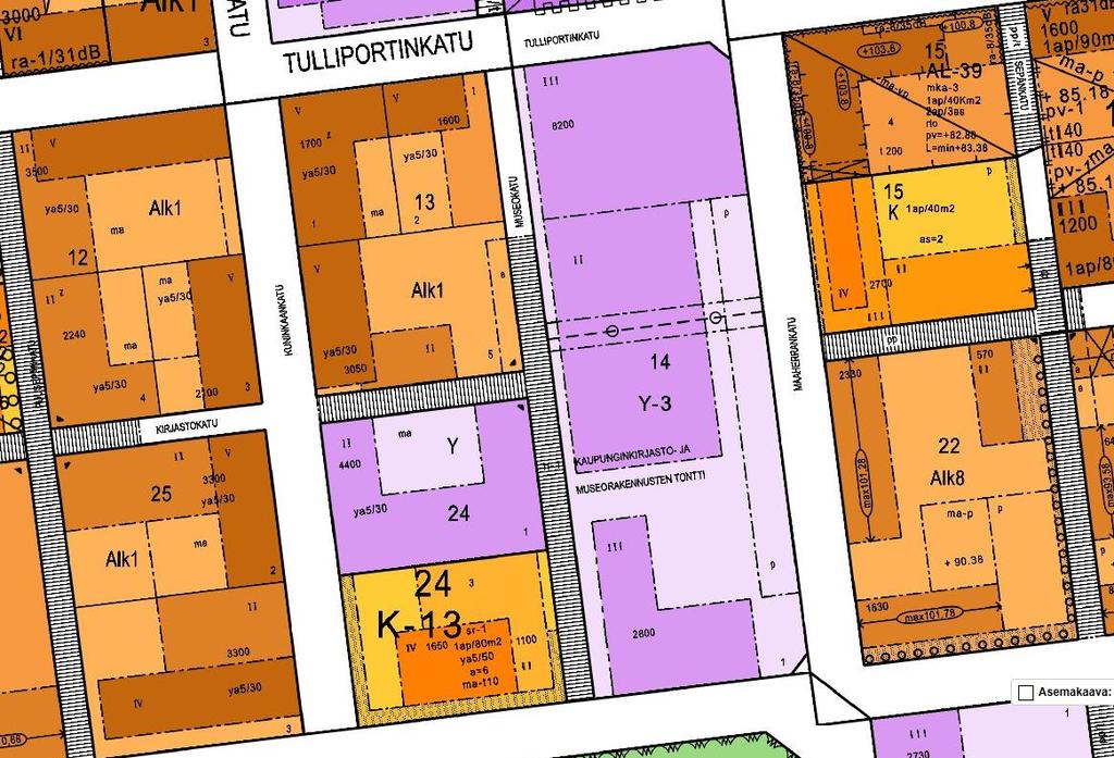 KUVA 11. OTE AJANTASA-ASEMAKAAVASTA Tontti 2-24-1: Tontti 2-24-1 on merkitty yleisten rakennusten korttelialueeksi (Y).