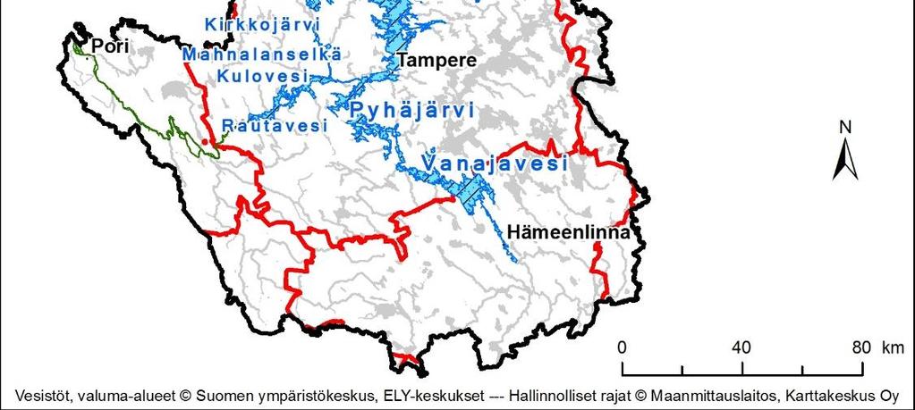 (kuva 1). Kuva 1. Säännöstelysuositukset koskevat Näsijärveä, Vanajavettä, Pyhäjärveä, Iso-Kulovettä (Lieko-, Rauta- ja Kulovettä), Kyrösjärveä ja Mahnalanselkä-Kirkkojärveä.