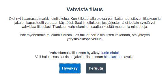 Vahvistuksen tekevä painonappi näkyy harmaana, jos Ennakkotiedot -sivulla olevista tiedoista jokin kohta on Täydennä tiedot -tilassa (näkyy punaisena).