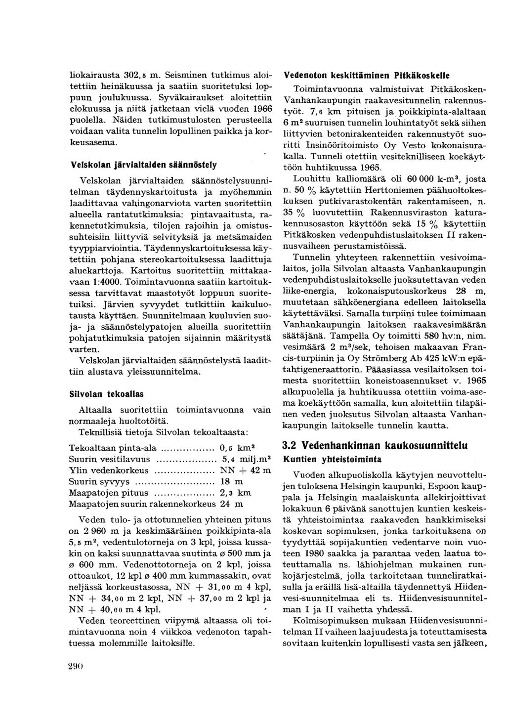 liokairausta 302,5 m. Seisminen tutkimus aloitettiin heinäkuussa ja saatiin suoritetuksi loppuun joulukuussa. Syväkairaukset aloitettiin elokuussa ja niitä jatketaan vielä vuoden 1966 puolella.