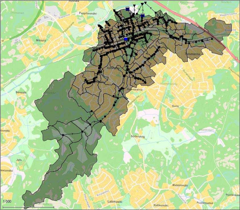 FCG SUUNNITTELU JA TEKNIIKKA OY Loppuraportti 9 (31) Ojien ja purojen kapasiteetti arvioitiin tässä työssä karkeasti korkeusaineiston, ilmakuvien, kantakartan ja Google street view:n perusteella.