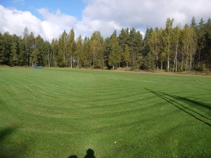 Pintamateriaaleiltaan pallokentän osuus on luonnonnurmea, juoksuradat tiilimursketta ja muut kenttäalueet kestopäällystettä.