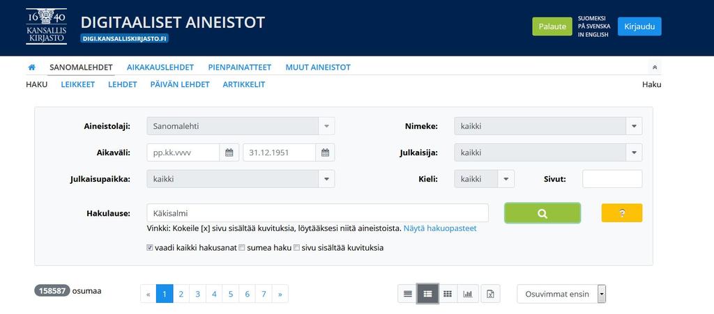 Sanomalehdet Verkkokokoelmat : Digi Mitä