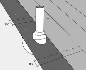 150 mm Pyöreät läpiviennit Pyöreät läpiviennit on helpoin tiivistää läpiviennin muotoisilla valmistiivisteillä.