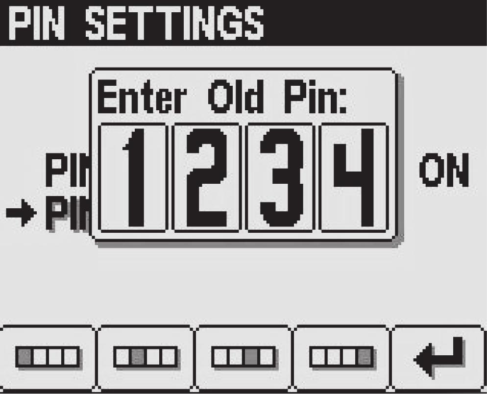 2. Valitse PIN-KOODIN MUUTTAMINEN painikkeella 4 (Kuva 26). 3. Anna PIN-koodi painikkeilla 1 4. Kun olet antanut PIN-koodin, paina painiketta 5 (Kuva 24).