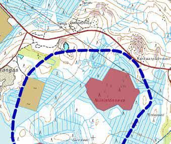 1. Tupasvillaräme (TR) ja keidasräme (KeR) (Niinistönneva) [NT] Kasvillisuuskuvaus: Keskiosaltaan ojittamaton suoalue.