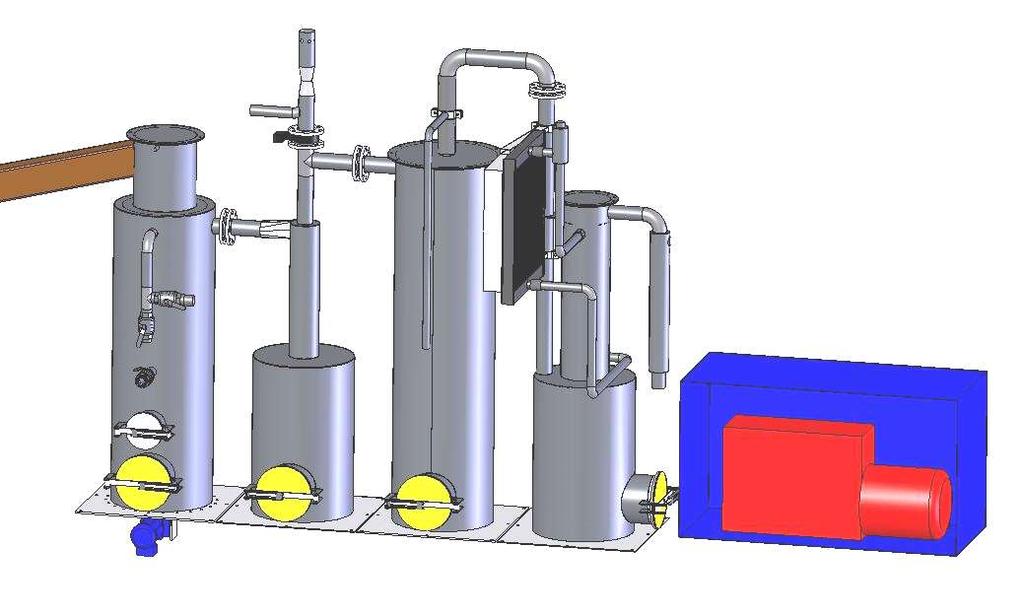 XyloGas 50 kw powerplant for dry corase wood chips Wood chips feed: 55 kg /hour Wood chips heating value: 4,5 kwh /kg Energy content of fuel feed: 250 kwh /h Fuel