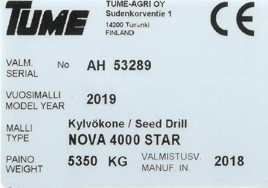 VARAOSIEN TILAAMINEN / ORDERING SPARE PARTS: Varaosia tilatessa ilmoita aina seuraavat tiedot / When ordering spare parts, please inform following information: Koneen Malli / Machine Model Koneen