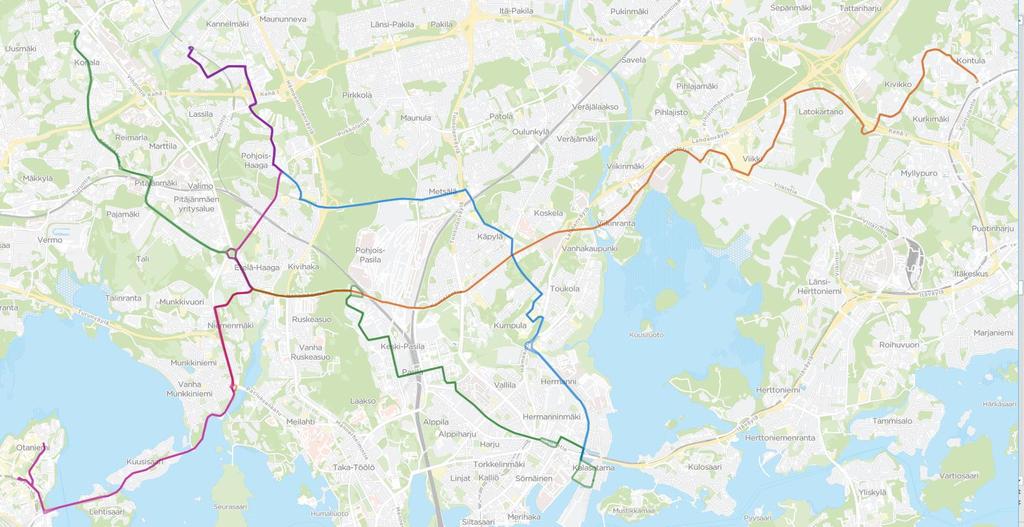 Tiheän vuorovälin linjat 59 52 56 57 52 57 56 Liikennöivät joka päivä vähintään n. klo 23.