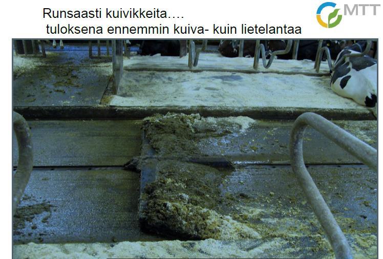 Lietelantanavetta Kuivike oltava hienojakoista Kuivikkeen käyttömäärän