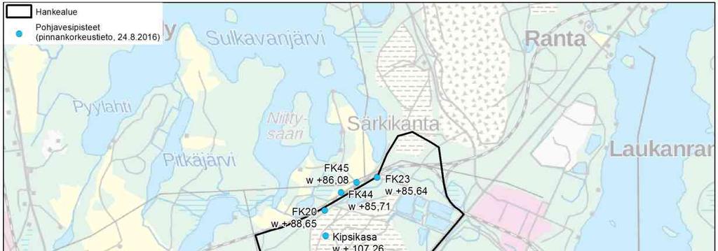 26 Kuva 5-5. Pohjaveden tarkkailupisteet. 5.2.3 Pintavedet Kipsiläjitysalue