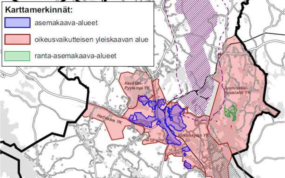 35 Kuva 5-15. Siilinjärven kunnan kaavoitustilanne vuonna 2017 (Siilinjärven kunta 2017). Hankealueen sijainti on merkitty kuvaan keltaisella ympyrällä.