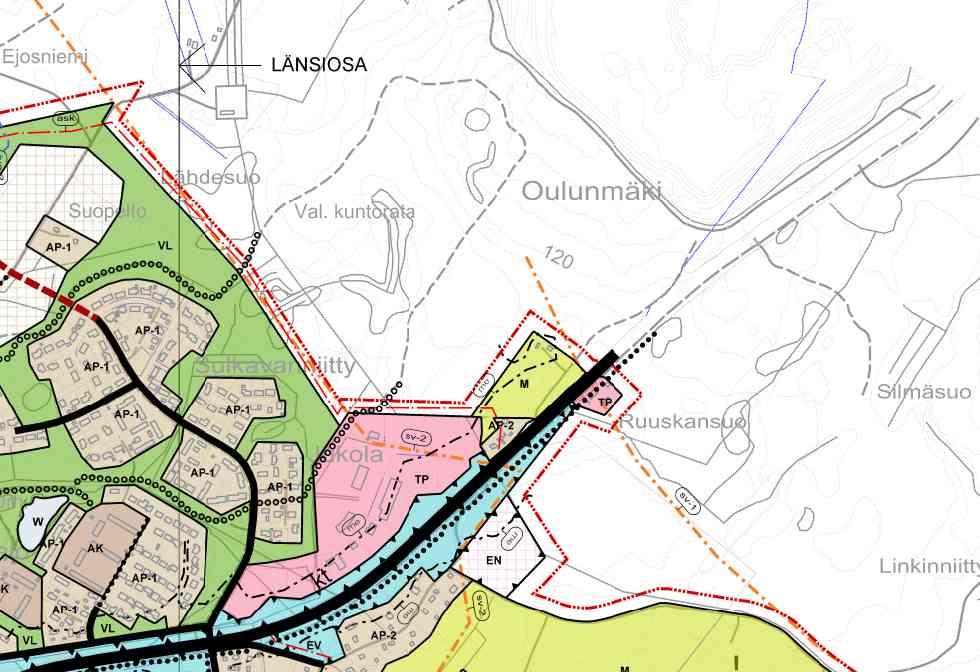 36 Nykyinen kipsiläjitys PIENTALOVALTAINEN ASUNTOALUE KERROSTALOVALTAINEN ASUNTOALUE TYÖPAIKKA-ALUE MAA- JA METSÄTALOUS- VALTAINEN ALUE LÄHIVIRKISTYSALUE ULKOILUREITTI Kuva 5-16.