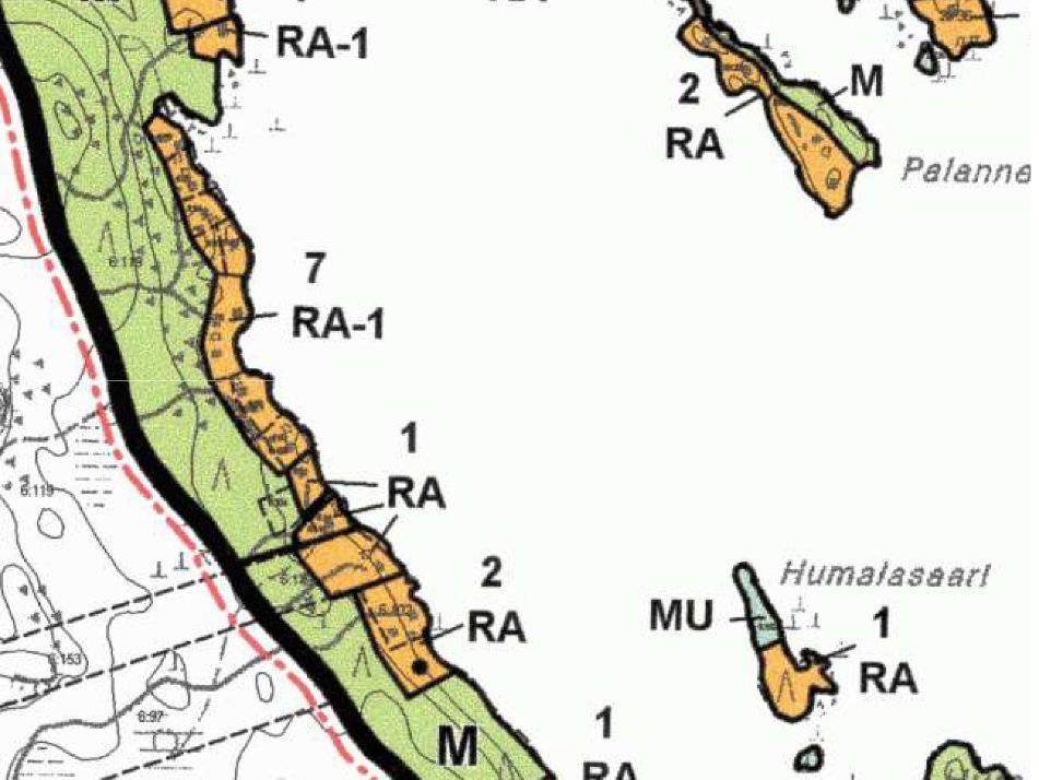 Suunnittelualueelle on osoitettu rantayleiskaavassa