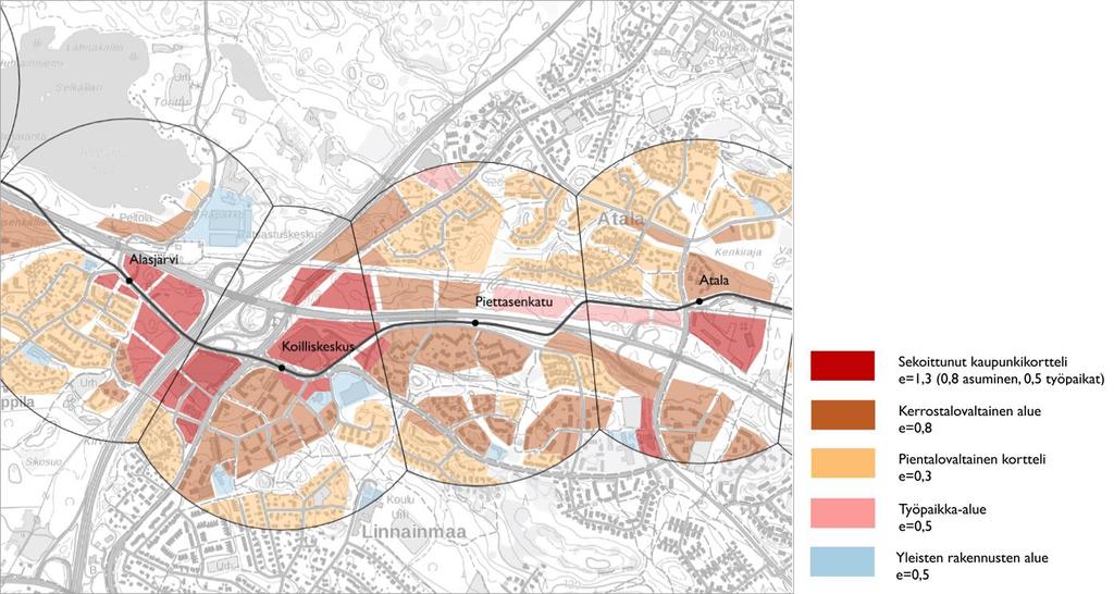 Liikennöinnin vuoroväleihin ei työssä oteta kantaa, mutta nyt rakennettavalla raitiotiellä vuoroväli on 7,5 minuuttia.