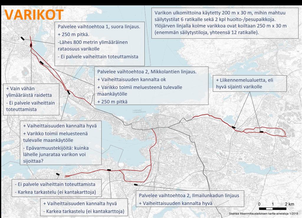 2.5 Varikot Partolan ja Pirkkalan suunnalla varikolle on kolme vaihtoehtoista sijaintia. Ensimmäinen on linjaosuudella Pyhäjärventien varressa Ilmailunkadun eteläpuolella.