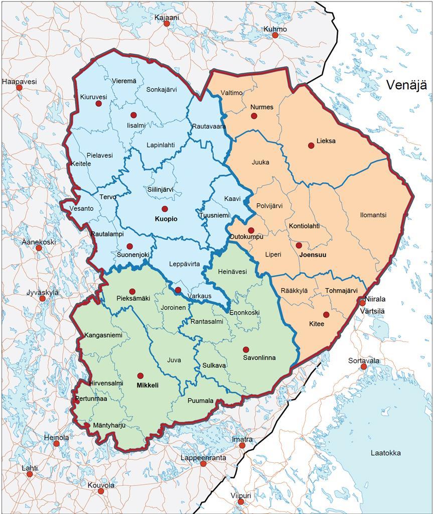 Itä-Suomen aluehallintovirasto toimii Etelä-Savon, Pohjois-Karjalan ja Pohjois-Savon maakuntien alueilla.