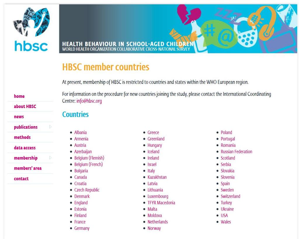 HBSC member countries 2017 Health Behaviour in