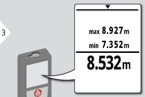 Käytetään huoneen lävistäjien (maksimiarvot) tai vaakasuoran etäisyyden (minimiarvot) mittaamiseen.