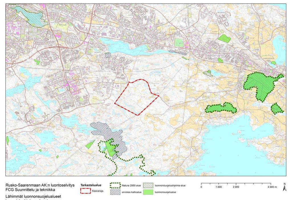 FCG SUUNNITTELU JA TEKNIIKKA OY Raportti 7 (21) 4.3 Suojelualueet Selvitysaluetta lähin Natura 2000-alue on Salmuksen alue (SAC, FI0316007) lähimmillään noin 1,8 kilometrin etäisyydellä etelässä.
