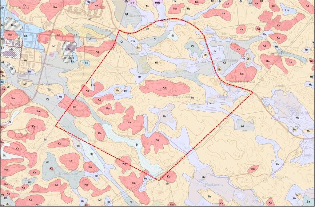 FCG SUUNNITTELU JA TEKNIIKKA OY Raportti 5 (21) 4 Luonnonympäristö 4.1 Topografia, kallio- ja maaperä Topografialtaan selvitysalue on pienipiirteisesti vaihtelevaa.
