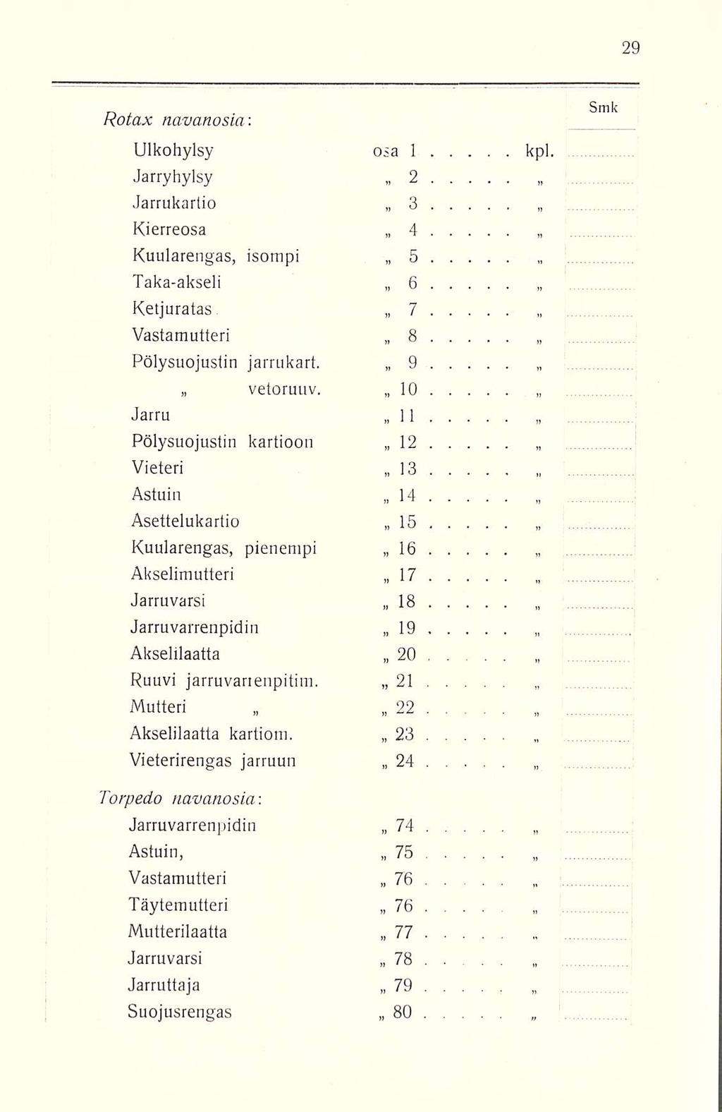 Ulkohylsy osa 1 kpl. Jarryhylsy 2 Jarrukartio 3 Kierreosa 4 Kuularengas, isompi 5 Taka-akseli 6 Ketjuratas. 7 Vastamutteri 8 Pölysuojustin jarrukart. 9 n Kotax # navanosia: vetoruuv.