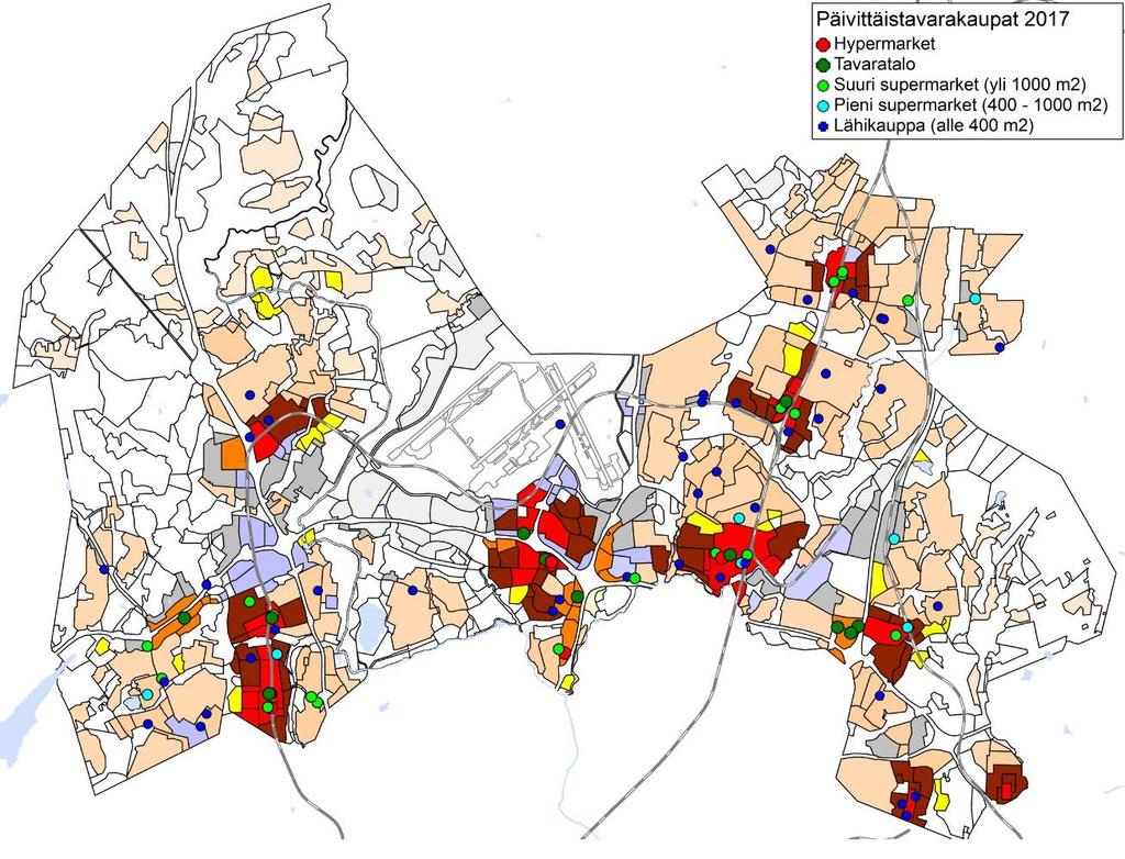Nykyiset päivittäistavarakaupat ja yleiskaavan