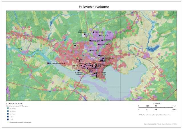 4 ESIINTYNEET HULEVESITULVAT JA NIIDEN AIHEUTTAMAT VAHINGOT Tarkastelualueena on koko Haapavesi.