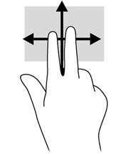 Vieritys kahdella sormella Vierittämällä kahdella sormella voit liikkua sivulla tai kuvassa ylös, alas tai sivuttain.