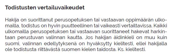 Todistusten vertailuvaikeudet, miten huomioidaan?