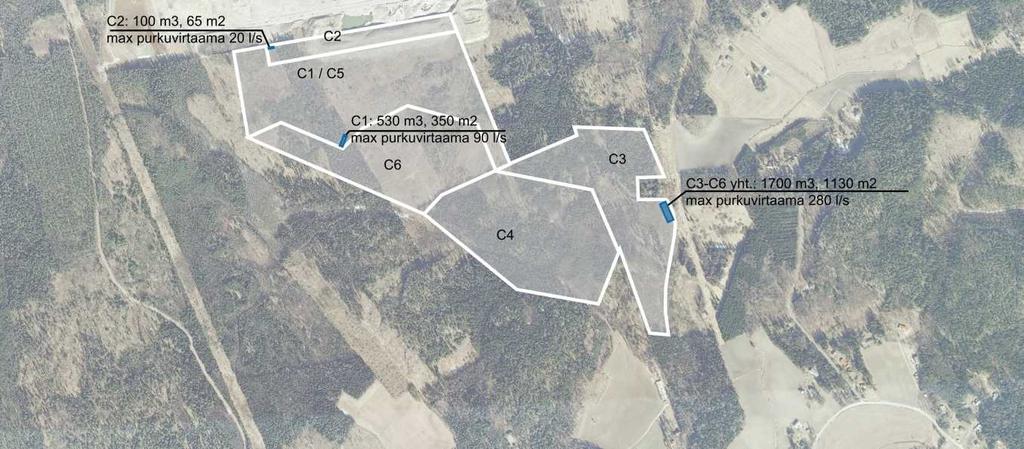 Jos vettä ei voida johtaa painovoimaisesti, vedet pumpataan laskeutusaltaasta pois. Altaat pyritään sijoittamaan niin, että vesi saadaan ohjattua altaisiin altaan lyhyen sivun puoleisesta päädystä.