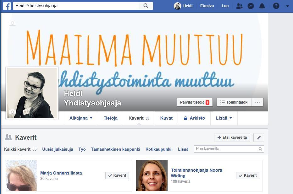 Toimi Facebookissa 10 H a n k i k a v e r e i t a Voit pyytää ja hyväksyä itsellesi Facebook-kavereita. Jotkut pyytävät kaikkia, toiset vain harvoja.