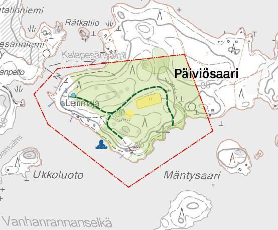 33 Kuva 22: Päiviön alueen virkistystoiminnot ja reitit. Osayleiskaavan maa- ja metsätalousvaltainen alue M-2 on merkitty karttaan vihreällä.